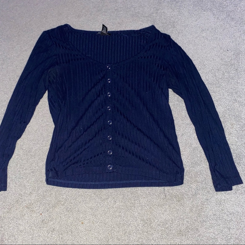 Forever 21 Dark Blue Button Long Sleeve